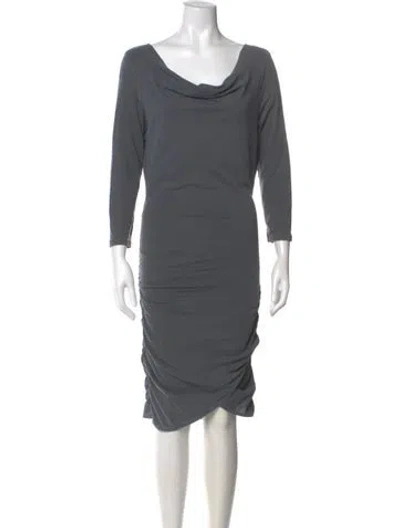 Pre-owned James Perse Cowl Neck Knee-length Dress In Gray