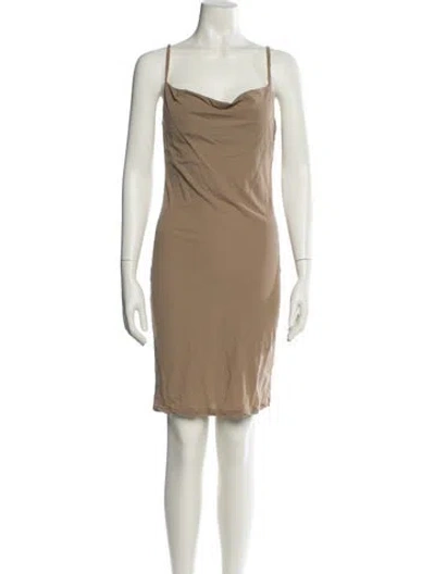 Pre-owned James Perse Cowl Neck Knee-length Dress In Neutral