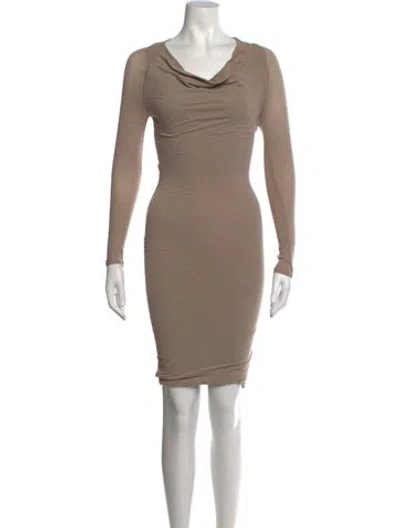 Pre-owned James Perse Cowl Neck Knee-length Dress In Neutrals
