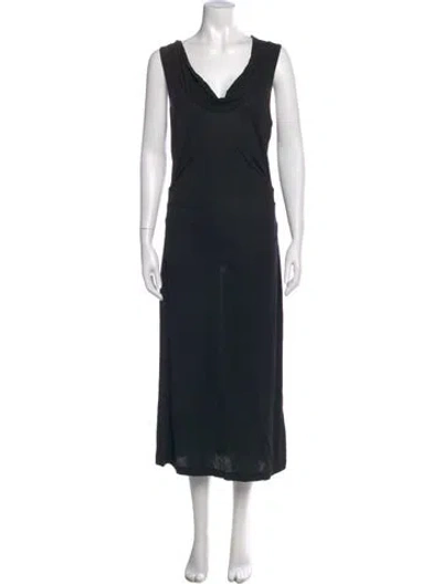 Pre-owned James Perse Cowl Neck Long Dress In Blue