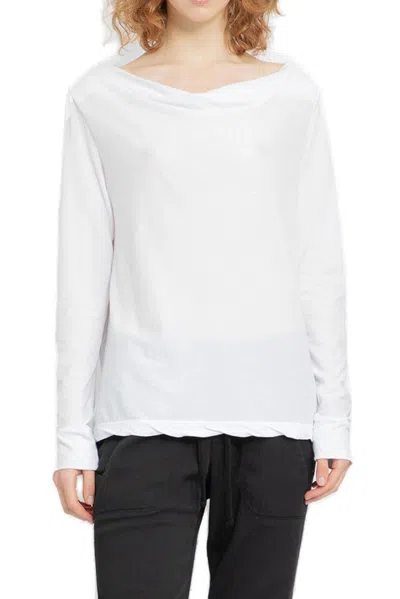 James Perse Cowl Neck Long Sleeved T In White