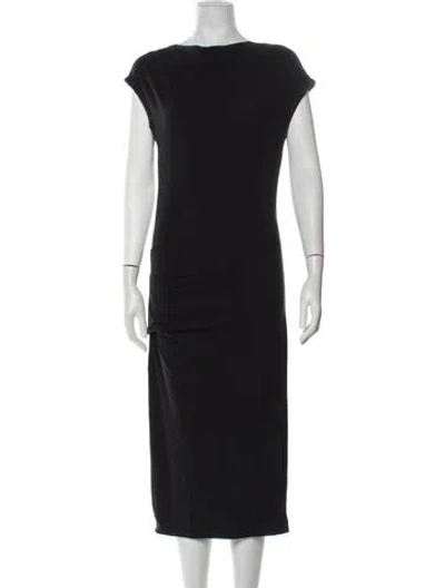Pre-owned James Perse Cowl Neck Midi Length Dress In Black