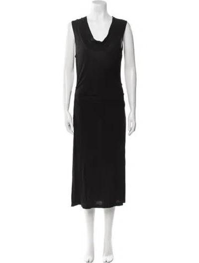 Pre-owned James Perse Cowl Neck Midi Length Dress In Black