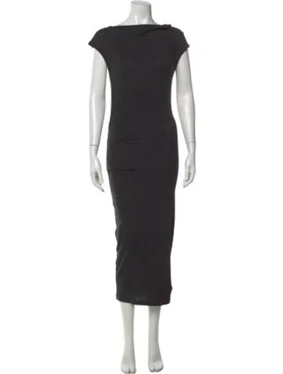 Pre-owned James Perse Cowl Neck Midi Length Dress In Black