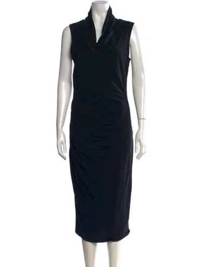 Pre-owned James Perse Cowl Neck Midi Length Dress In Black
