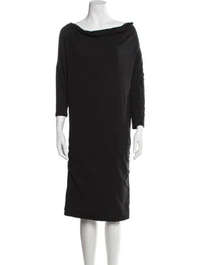 Pre-owned James Perse Cowl Neck Midi Length Dress In Black