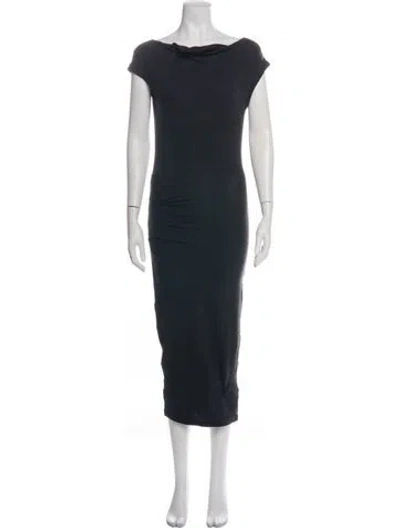 Pre-owned James Perse Cowl Neck Midi Length Dress In Black