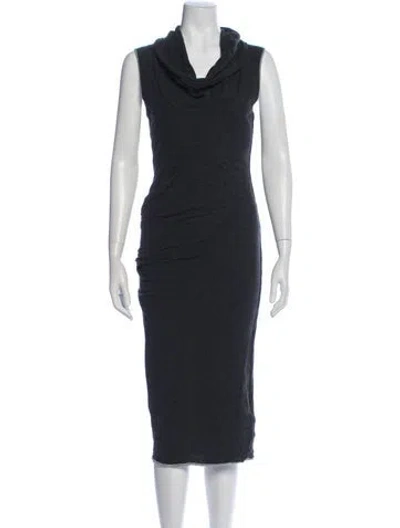 Pre-owned James Perse Cowl Neck Midi Length Dress In Blue