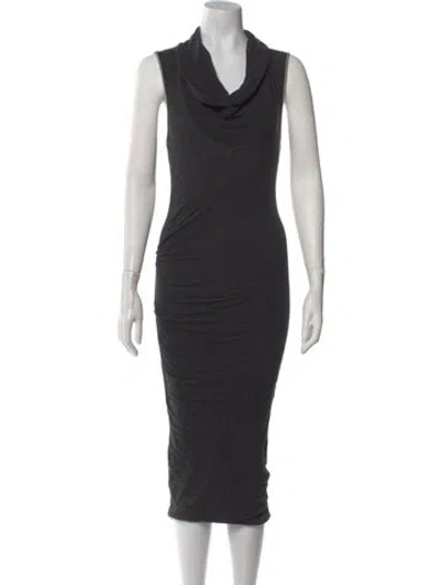 Pre-owned James Perse Cowl Neck Midi Length Dress In Gray