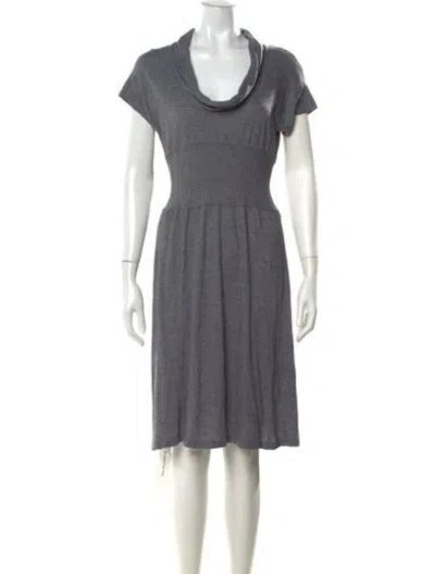 Pre-owned James Perse Cowl Neck Midi Length Dress In Gray
