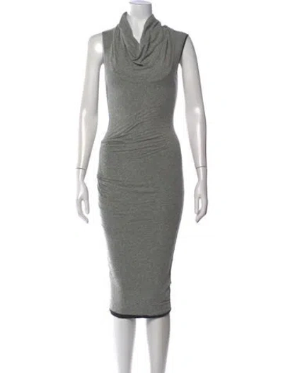 Pre-owned James Perse Cowl Neck Midi Length Dress In Gray