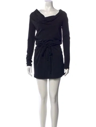 Pre-owned James Perse Cowl Neck Mini Dress In Black