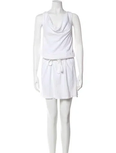 Pre-owned James Perse Cowl Neck Mini Dress In White