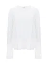 James Perse Crepe Jersey Oversized Long Sleeve Crew In White