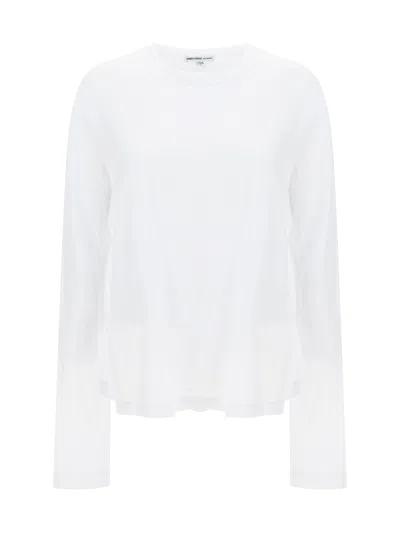 James Perse Crepe Jersey Oversized Long Sleeve Crew In White
