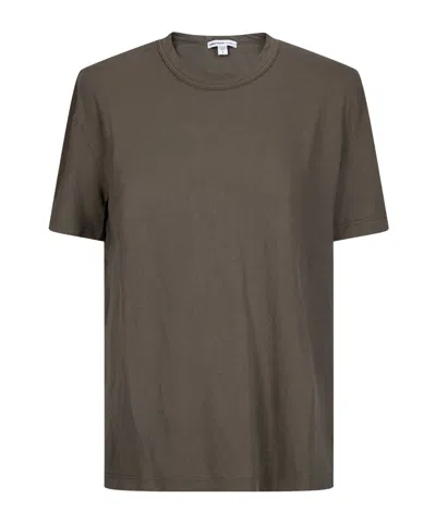 James Perse Crepe Jersey Oversized Short Sleeve Crew T-shirt In Brown