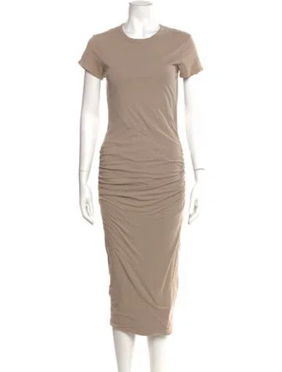 Pre-owned James Perse Crew Neck Long Dress In Brown