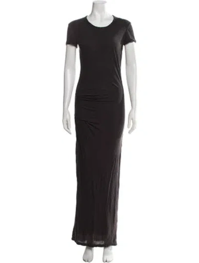 Pre-owned James Perse Crew Neck Long Dress In Brown