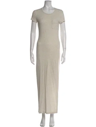 Pre-owned James Perse Crew Neck Long Dress In Neutral
