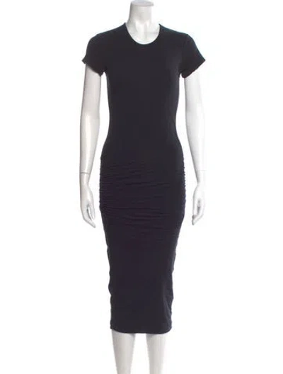 Pre-owned James Perse Crew Neck Midi Length Dress In Black