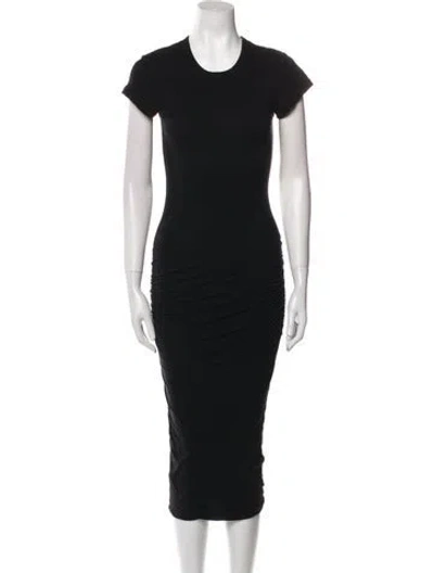 Pre-owned James Perse Crew Neck Midi Length Dress In Black