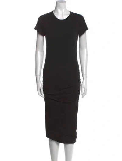 Pre-owned James Perse Crew Neck Midi Length Dress In Black