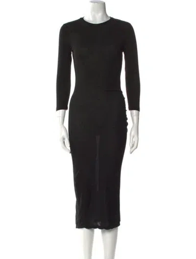Pre-owned James Perse Crew Neck Midi Length Dress In Black