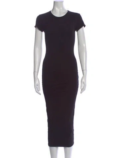 Pre-owned James Perse Crew Neck Midi Length Dress In Black