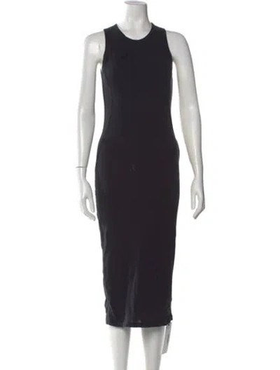 Pre-owned James Perse Crew Neck Midi Length Dress In Black