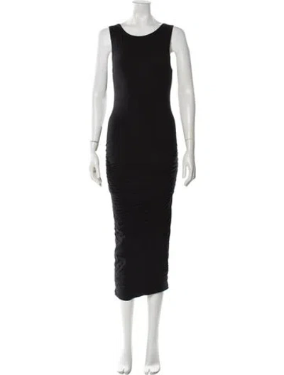 Pre-owned James Perse Crew Neck Midi Length Dress In Black