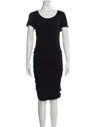Pre-owned James Perse Crew Neck Midi Length Dress In Black