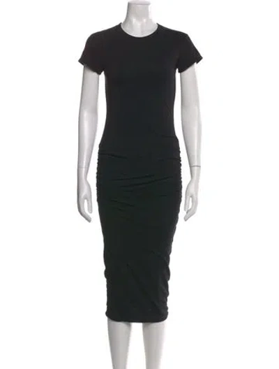Pre-owned James Perse Crew Neck Midi Length Dress In Black