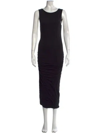Pre-owned James Perse Crew Neck Midi Length Dress In Black