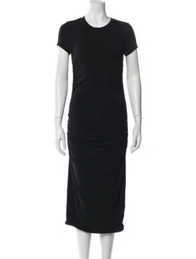 Pre-owned James Perse Crew Neck Midi Length Dress In Black