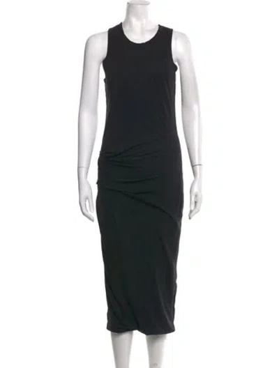 Pre-owned James Perse Crew Neck Midi Length Dress In Black