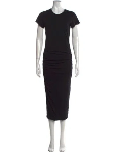Pre-owned James Perse Crew Neck Midi Length Dress In Black
