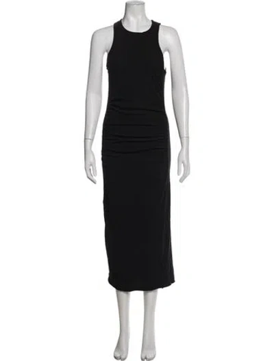 Pre-owned James Perse Crew Neck Midi Length Dress In Black