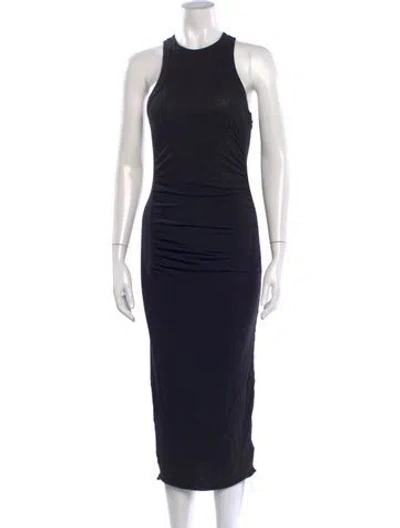 Pre-owned James Perse Crew Neck Midi Length Dress In Black