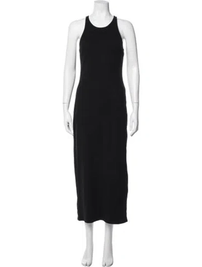 Pre-owned James Perse Crew Neck Midi Length Dress In Black