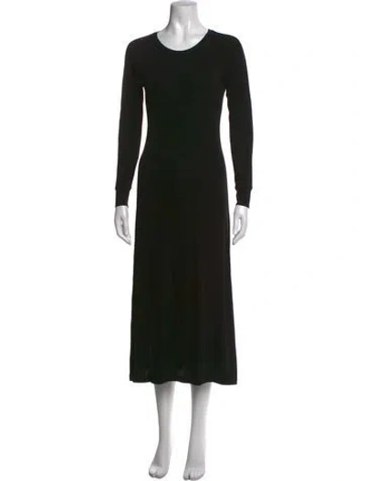 Pre-owned James Perse Crew Neck Midi Length Dress In Black