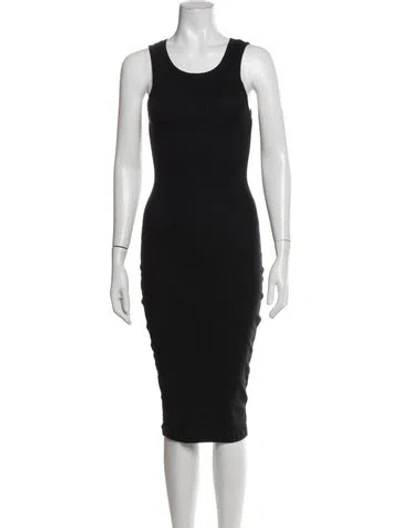 Pre-owned James Perse Crew Neck Midi Length Dress In Black