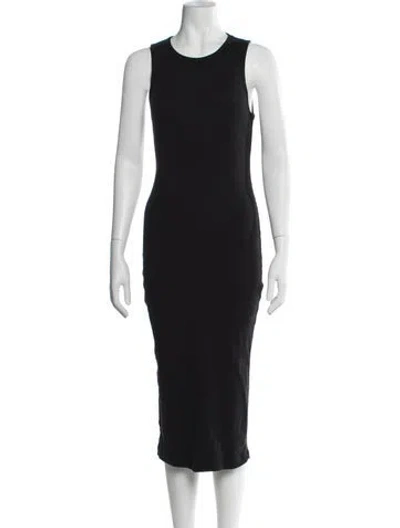 Pre-owned James Perse Crew Neck Midi Length Dress In Black