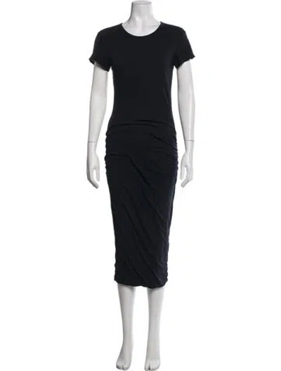 Pre-owned James Perse Crew Neck Midi Length Dress In Black