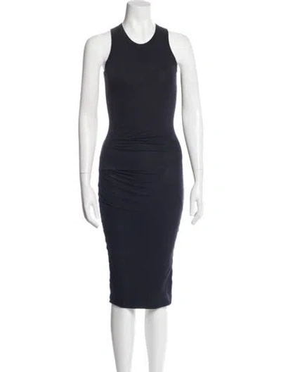 Pre-owned James Perse Crew Neck Midi Length Dress In Blue