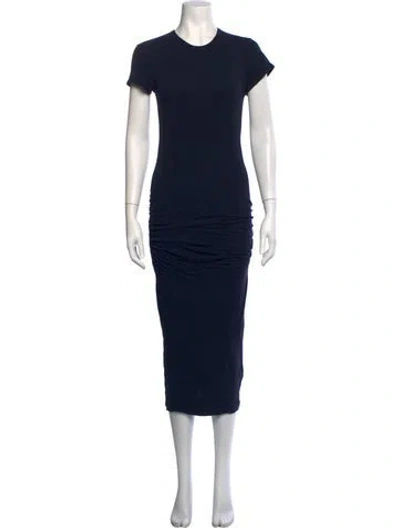 Pre-owned James Perse Crew Neck Midi Length Dress In Blue