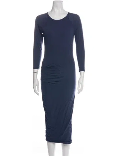 Pre-owned James Perse Crew Neck Midi Length Dress In Blue