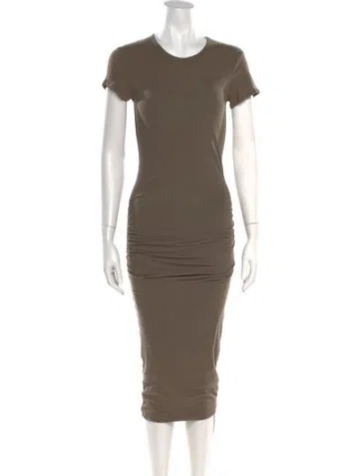 Pre-owned James Perse Crew Neck Midi Length Dress In Brown
