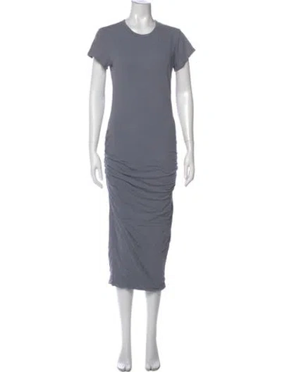 Pre-owned James Perse Crew Neck Midi Length Dress In Gray
