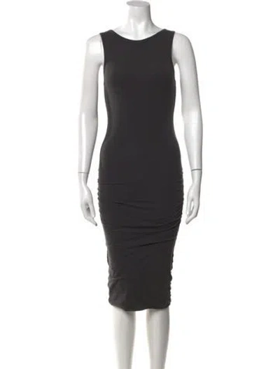 Pre-owned James Perse Crew Neck Midi Length Dress In Gray