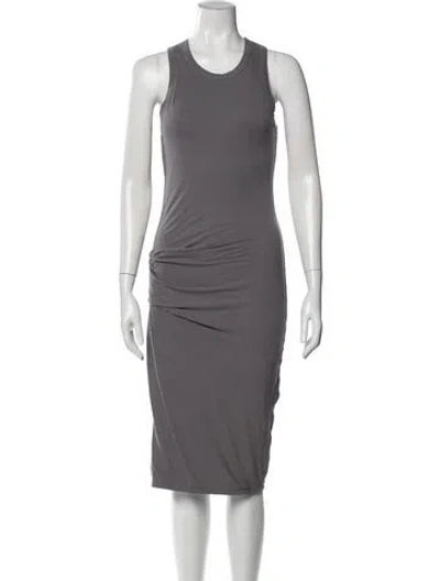 Pre-owned James Perse Crew Neck Midi Length Dress In Gray